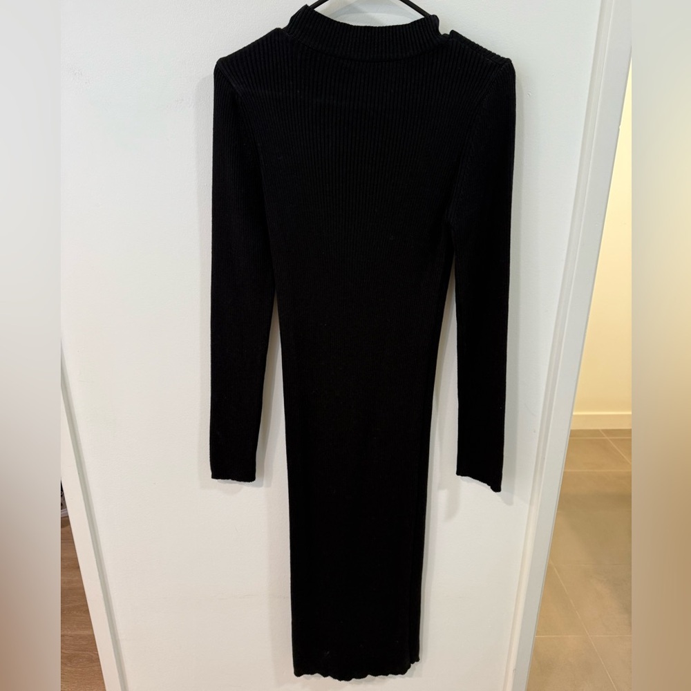 Nasty Gal Black Long Sleeve Knit Dress